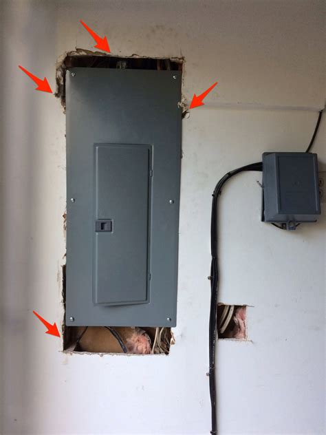 drywall around electrical fuse box panel|finishing around a breaker box.